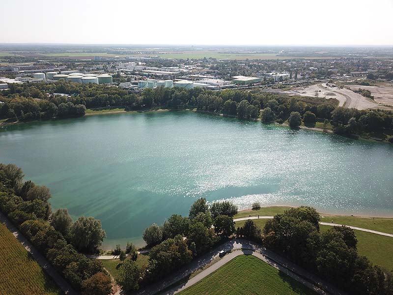 Luftaufnahme, Luftbild vom Heimstettener See in Heimstetten