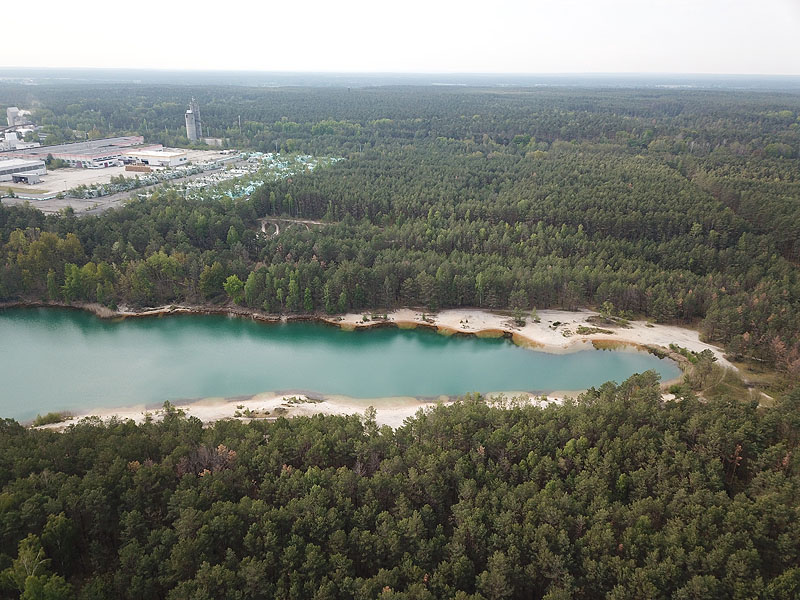 Luftaufnahme, Luftbild vom Hennersdorfer See in Finsterwalde