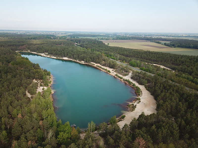 Luftaufnahme, Luftbild vom Hennersdorfer See in Finsterwalde