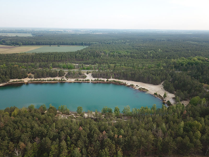 Luftaufnahme, Luftbild vom Hennersdorfer See in Finsterwalde
