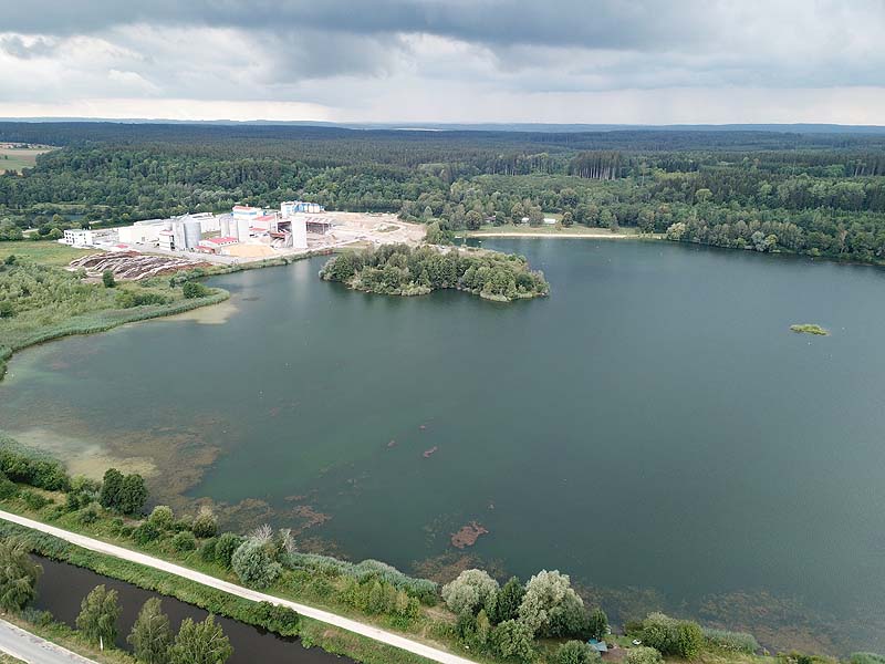 Luftaufnahme, Luftbild vom Baggersee in Krauchenwies