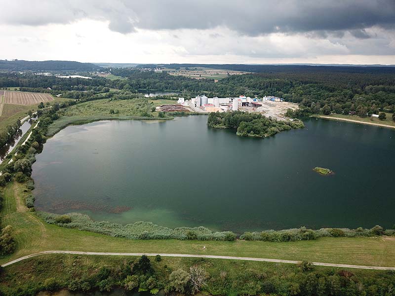 Luftaufnahme, Luftbild vom Baggersee in Krauchenwies