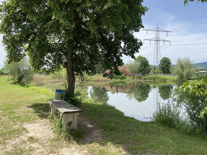 Der Badesee Löhlinsee in Bahlingen in Baden-Württemberg