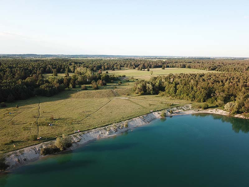 Luftaufnahme vom Mallertshofener See in Oberschleißheim aus dem Jahr 2019