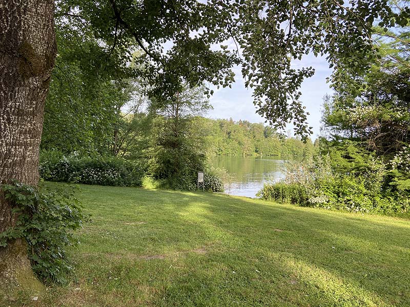 Der Badesee Moosweiher in Freiburg in Baden-Württemberg