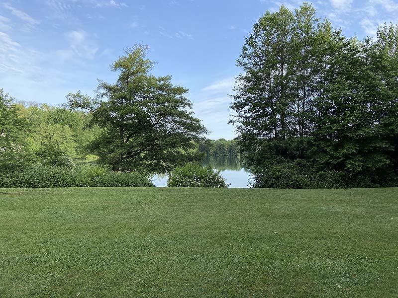 Der Badesee Moosweiher in Freiburg in Baden-Württemberg