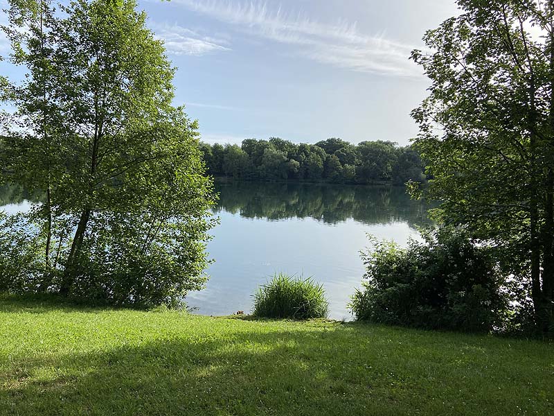 Der Badesee Moosweiher in Freiburg in Baden-Württemberg