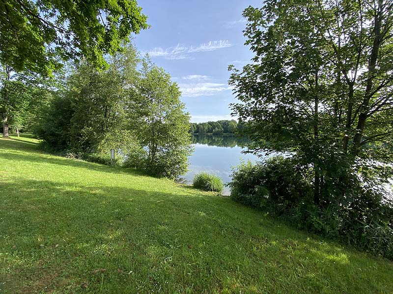Der Badesee Moosweiher in Freiburg in Baden-Württemberg