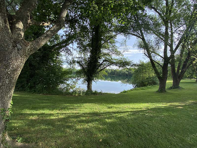 Der Badesee Moosweiher in Freiburg in Baden-Württemberg