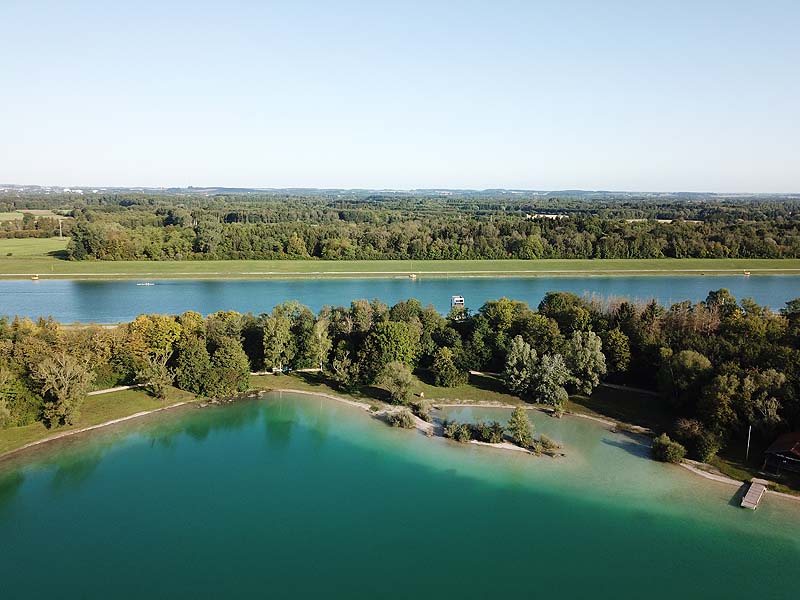Luftaufnahme vom Oberschleißheimer See in Oberschleißheim aus dem Jahr 2019