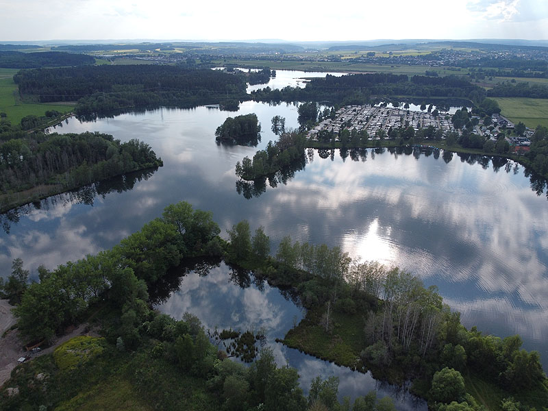 Luftaufnahme, Luftbild vom Riedsee in Donaueschingen