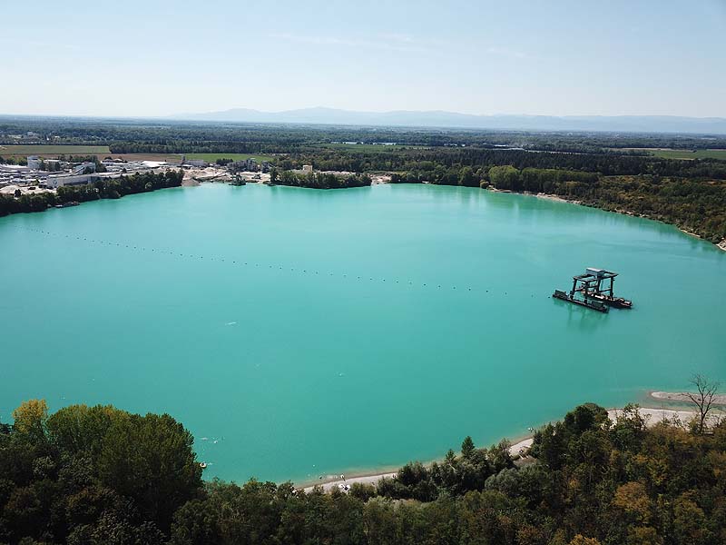 Luftaufnahme, Luftbild vom Niederrimsinger See in Breisach-Rimsingen