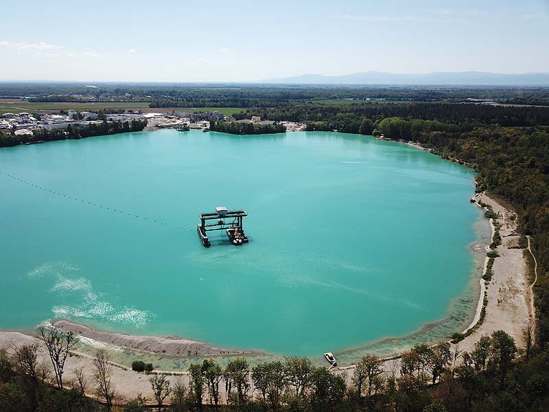 Luftaufnahme, Luftbild vom Niederrimsinger See in Breisach-Rimsingen