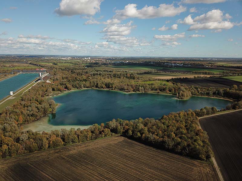 Luftaufnahme, Luftbild von der Ruderregattastrecke in Oberschleißheim aus dem Jahr 2019