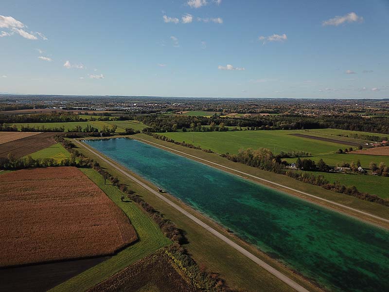 Luftaufnahme, Luftbild von der Ruderregattastrecke in Oberschleißheim aus dem Jahr 2019