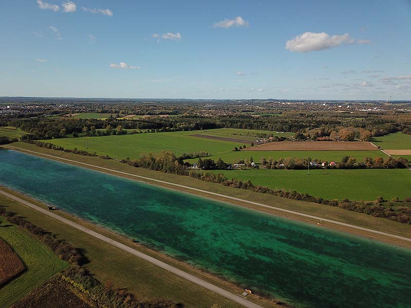 Luftaufnahme, Luftbild von der Ruderregattastrecke in Oberschleißheim aus dem Jahr 2019