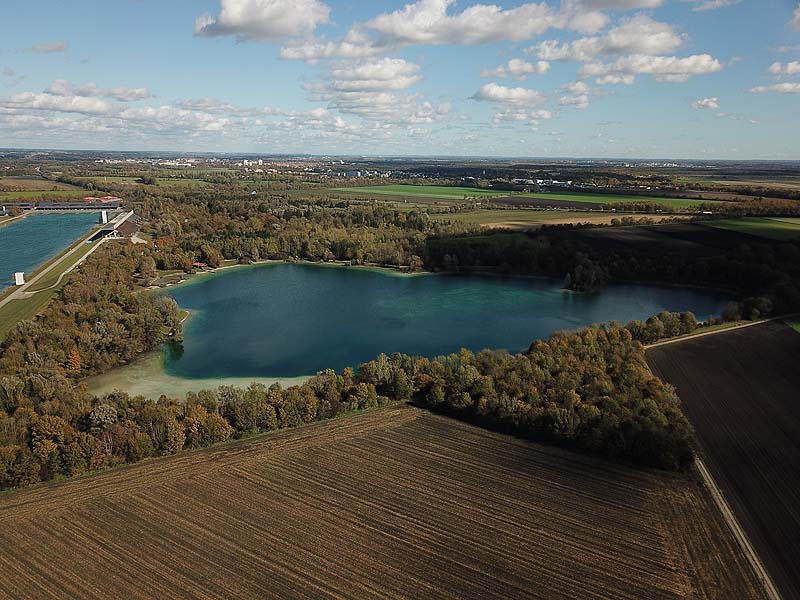 Luftaufnahme, Luftbild von der Ruderregattastrecke in Oberschleißheim aus dem Jahr 2019