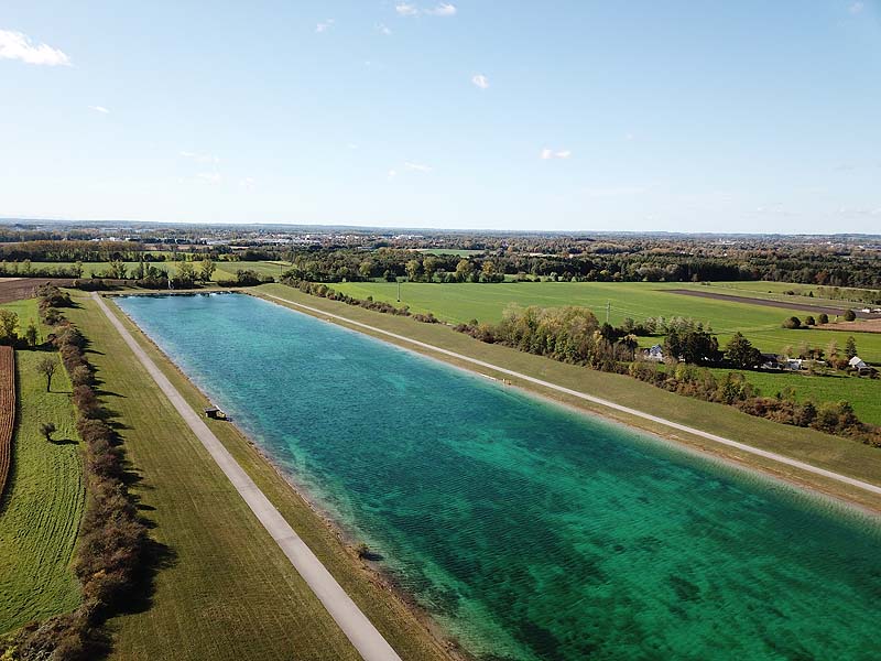 Luftaufnahme, Luftbild von der Ruderregattastrecke in Oberschleißheim aus dem Jahr 2019