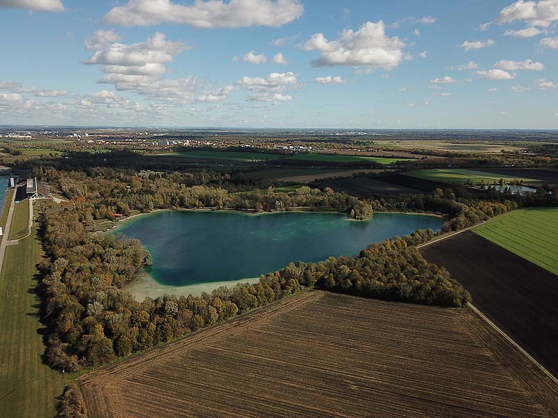 Luftaufnahme, Luftbild von der Ruderregattastrecke in Oberschleißheim aus dem Jahr 2019