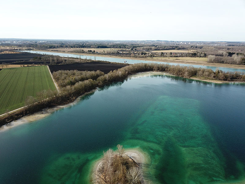 Luftaufnahme, Luftbild von der Ruderregattastrecke in Oberschleißheim