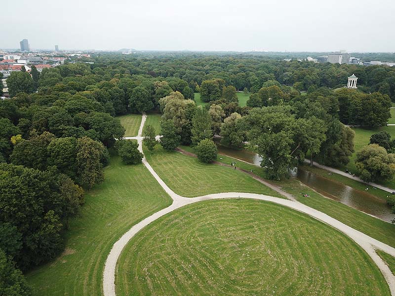 Luftaufnahme, Luftbild von der Schönfeldwiese in München aus dem Jahr 2019