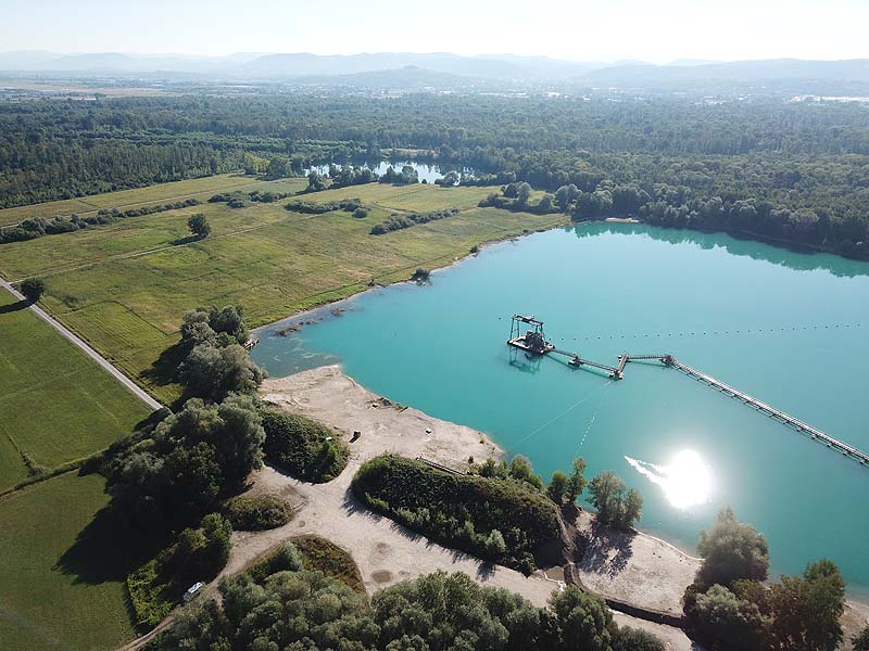 Luftaufnahme, Luftbild vom Kieswerksee in Schwanau