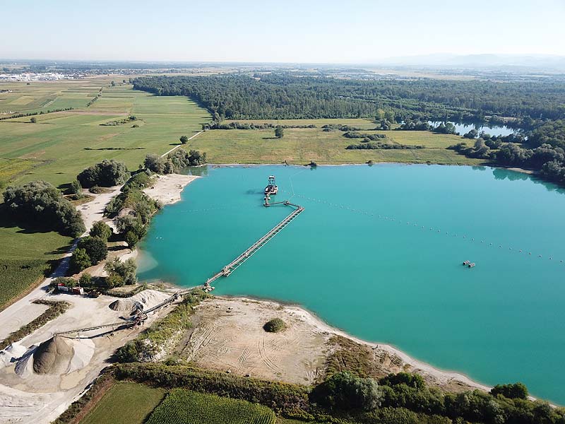 Luftaufnahme, Luftbild vom Kieswerksee in Schwanau