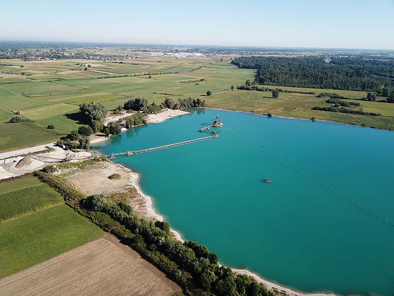 Luftaufnahme, Luftbild vom Kieswerksee in Schwanau