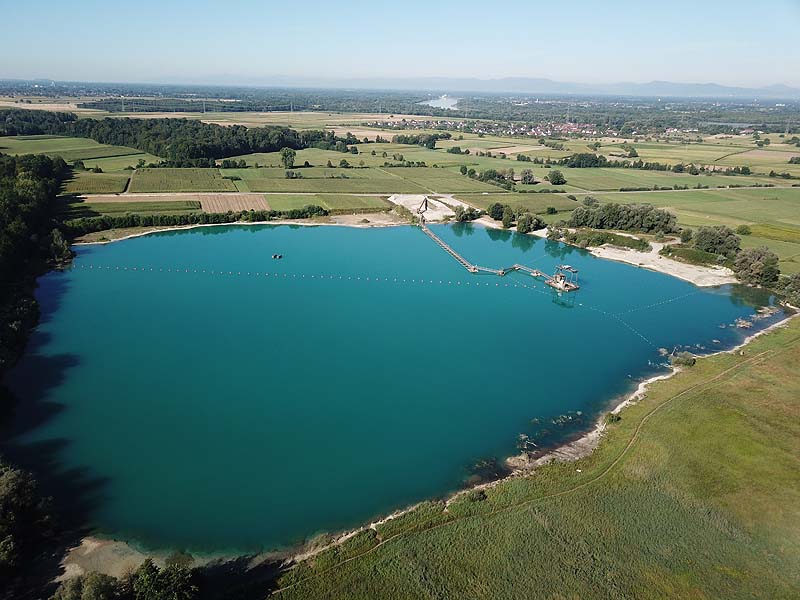 Luftaufnahme, Luftbild vom Kieswerksee in Schwanau