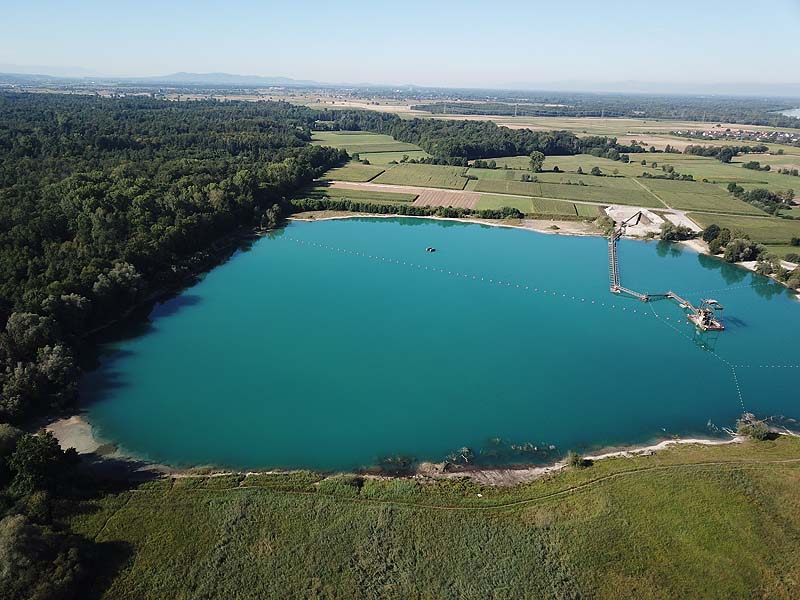 Luftaufnahme, Luftbild vom Kieswerksee in Schwanau