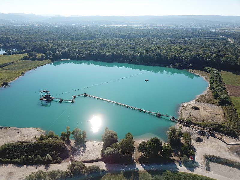 Luftaufnahme, Luftbild vom Kieswerksee in Schwanau