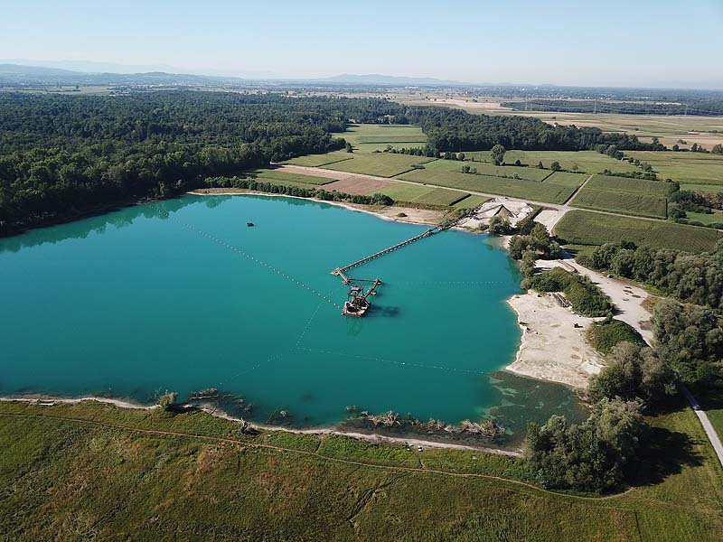 Luftaufnahme, Luftbild vom Kieswerksee in Schwanau