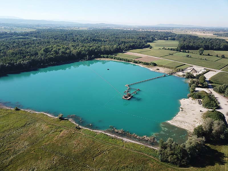 Luftaufnahme, Luftbild vom Kieswerksee in Schwanau