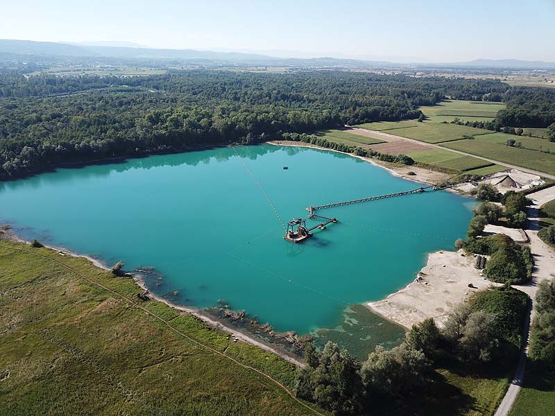 Luftaufnahme, Luftbild vom Kieswerksee in Schwanau
