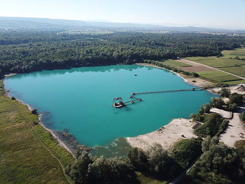 Luftaufnahme, Luftbild vom Kieswerksee in Schwanau