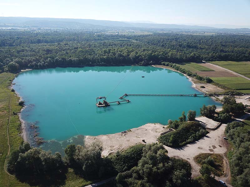 Luftaufnahme, Luftbild vom Kieswerksee in Schwanau
