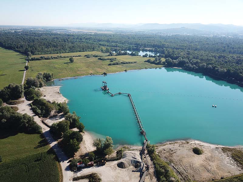 Luftaufnahme, Luftbild vom Kieswerksee in Schwanau