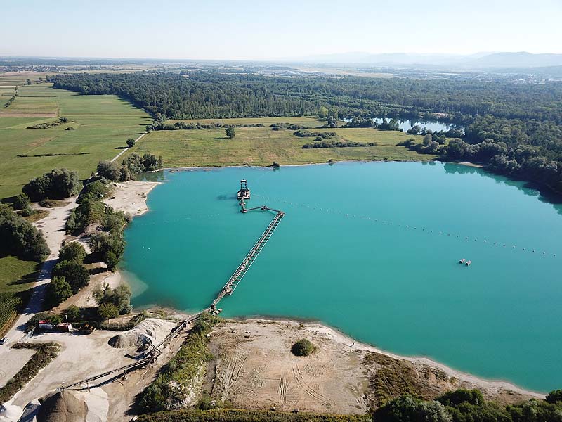 Luftaufnahme, Luftbild vom Kieswerksee in Schwanau