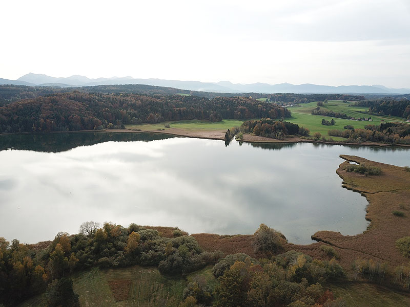 Luftaufnahme, Luftbild vom Seehamer See in Weyarn