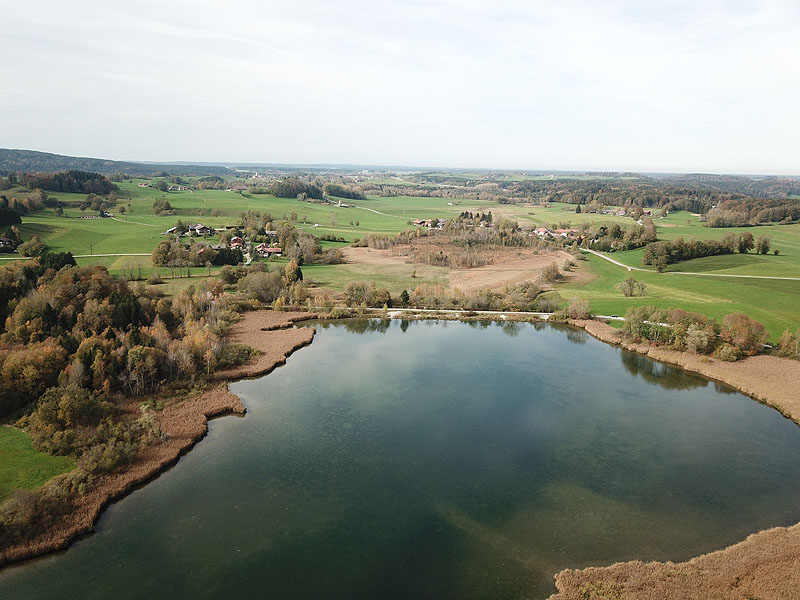 Luftaufnahme, Luftbild vom Seehamer See in Weyarn