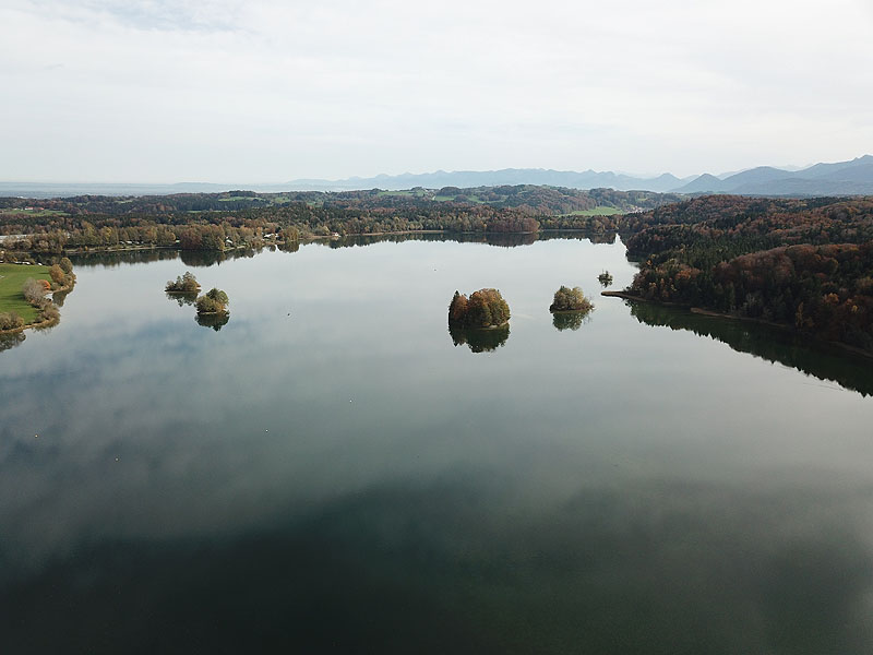 Luftaufnahme, Luftbild vom Seehamer See in Weyarn