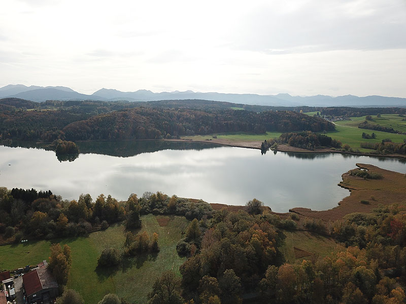 Luftaufnahme, Luftbild vom Seehamer See in Weyarn