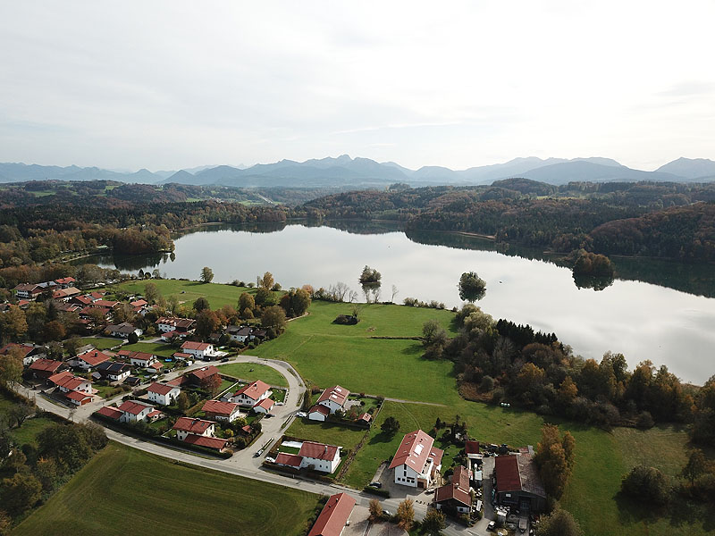 Luftaufnahme, Luftbild vom Seehamer See in Weyarn