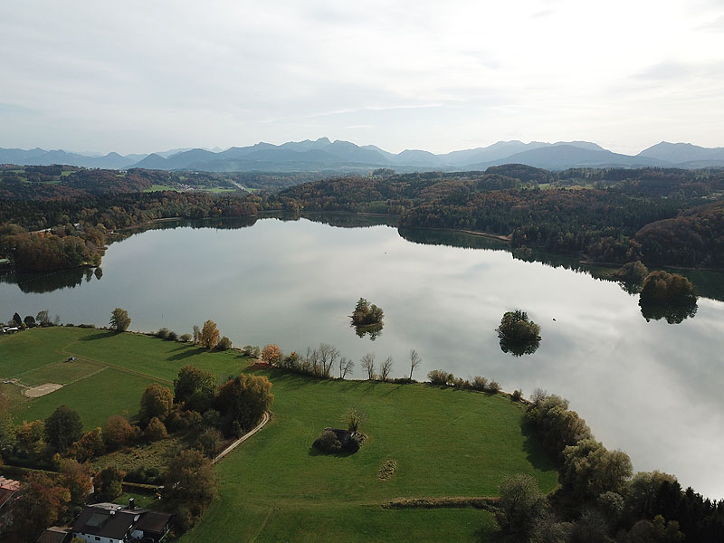 Luftaufnahme, Luftbild vom Seehamer See in Weyarn
