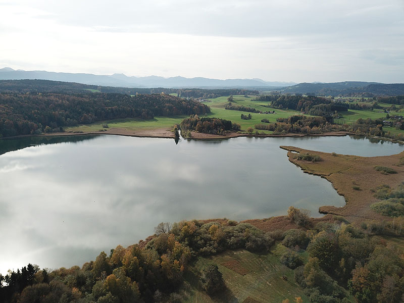 Luftaufnahme, Luftbild vom Seehamer See in Weyarn