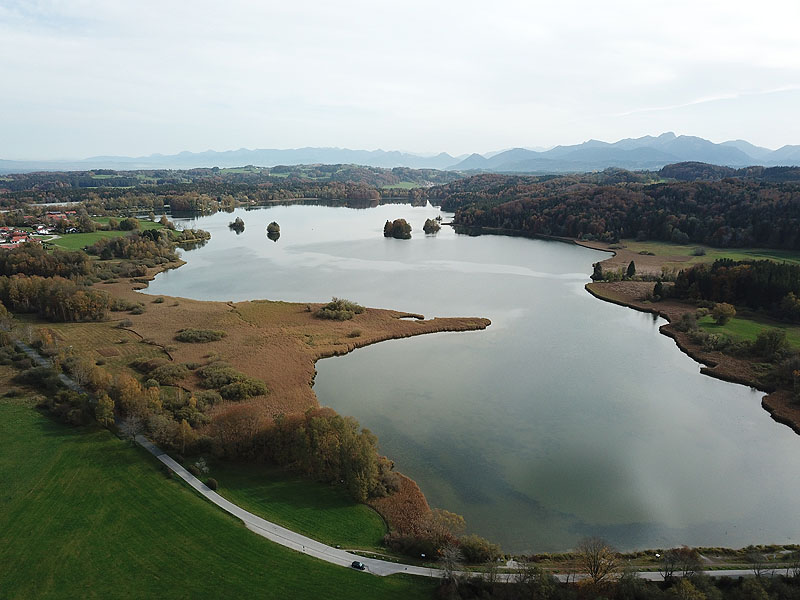 Luftaufnahme, Luftbild vom Seehamer See in Weyarn