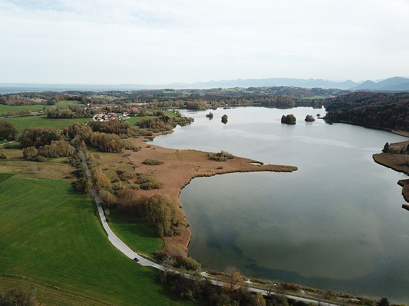 Luftaufnahme, Luftbild vom Seehamer See in Weyarn