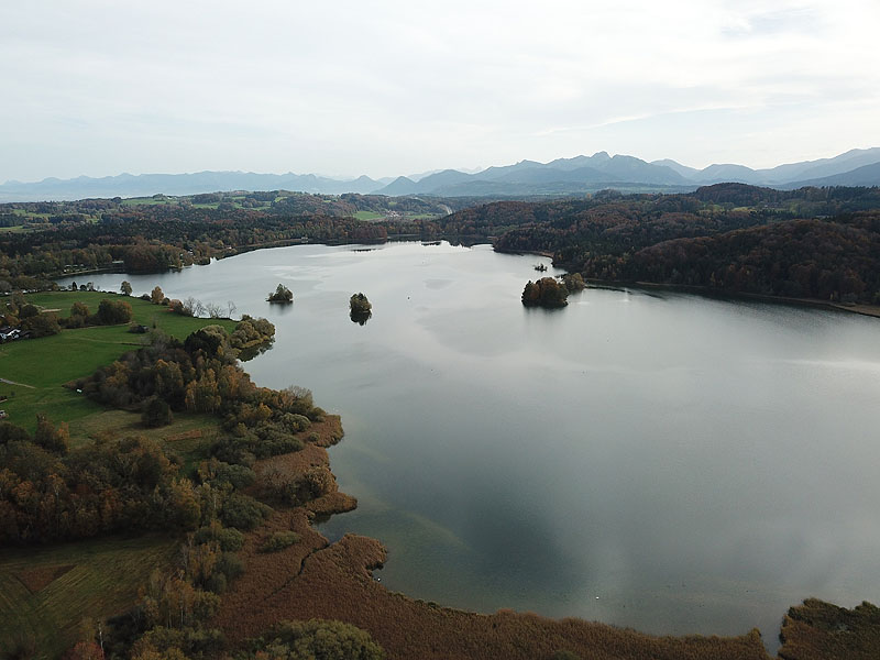 Luftaufnahme, Luftbild vom Seehamer See in Weyarn