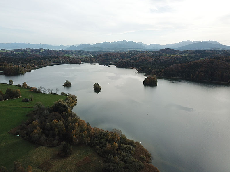 Luftaufnahme, Luftbild vom Seehamer See in Weyarn