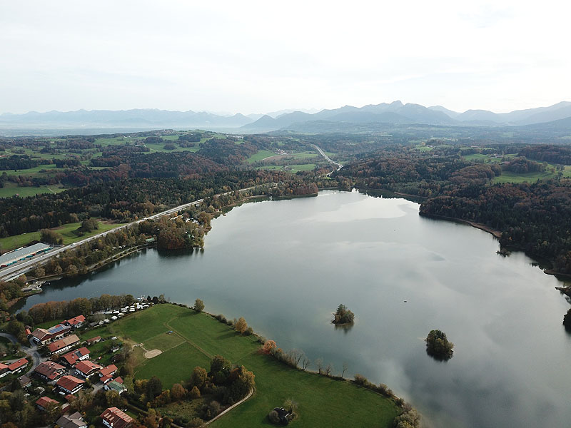 Luftaufnahme, Luftbild vom Seehamer See in Weyarn